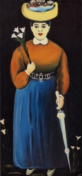 Based on a motif by Pirosmani. Lady with the umbrella.